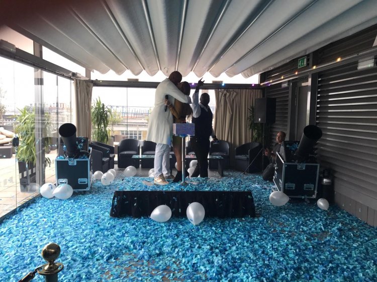 Confetti Cannons at London's Best Ever Gender Reveal Party